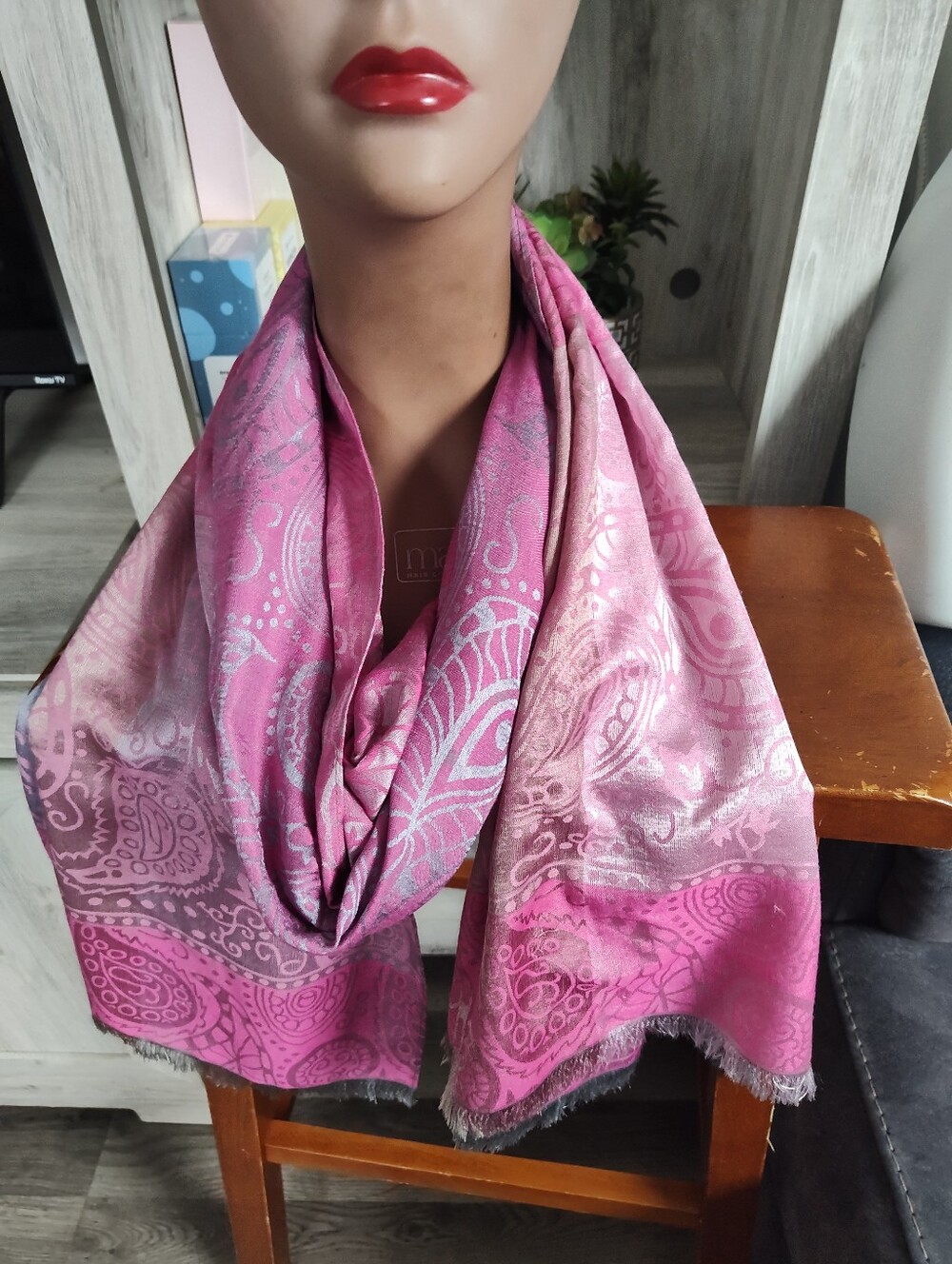 Pink Paisley Women's Scarf/ Pashmina- Elegant Pink Shawl